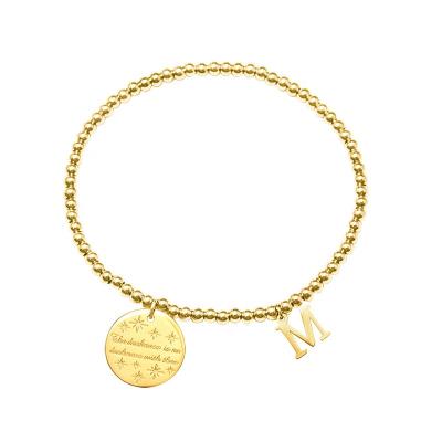 China New Rice Stainless Steel Gold Plated Starry Word Bracelet English Letter M Hand Jewelry for sale