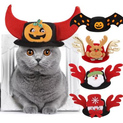 China High Quality Cheap Viable Christmas Halloween Pumpkin Bat Antlers Snowman Styling Funny Pet Headdress for sale