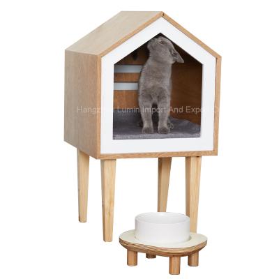 China Wholesale Luxury Wood Windproof Cat House Indoor Style Cat Bed Sleeping Lounge Cat House for sale