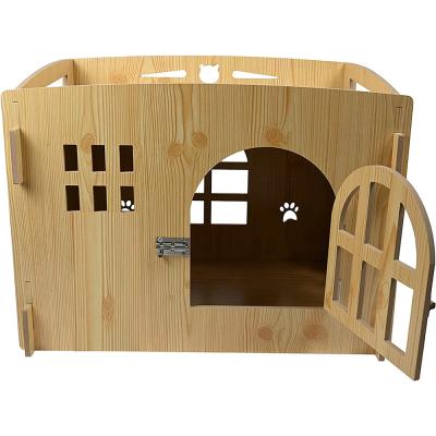 China Sustainable Wholesale Luxury Removable Wooden All Seasons Dog Cat House With Room Door Indoor Outdoor Dog Kennel for sale