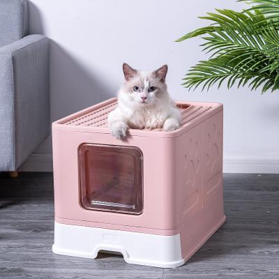 China Viable New Design Foldable Double Door Cat Litter Box Drawer Type Cat Litter Box Cat Toilet for sale