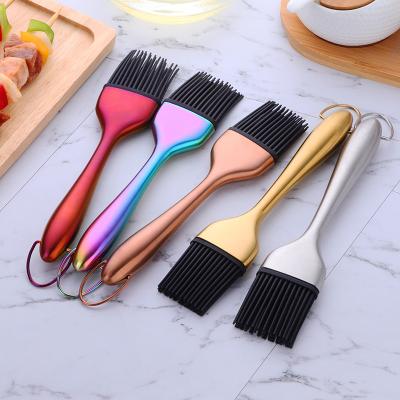 China Sustainable Accessories Baking Tools Supplies Toast Sprinkle Stainless Steel Pastry Silicone Oil Brush For Reposteria for sale