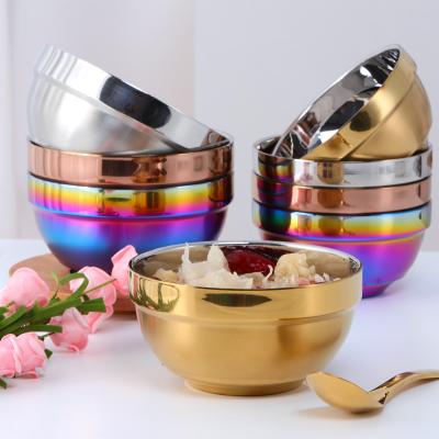 China Sustainable Kitchenware Dinner Set Chinese Stainless Steel Soup Serving Bowls Metal Rice Bowl for sale