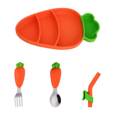 China Eco Sustainable Dinnerware Baby Silicone Feeding Dishes Kids Dinnerware Sets for sale