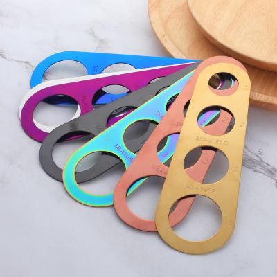 China 4 Hole Kitchen Tool Viable Stainless Steel Noodle Spaghetti Ruler Pasta Measuring Measurer for sale