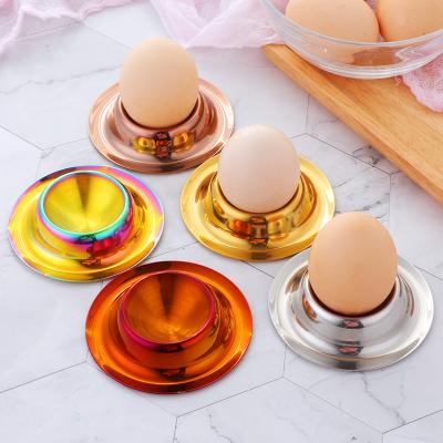 China Viable Kitchen Tool Round Egg Tray Stainless Steel Egg Cup Decorative Single Egg Holder for sale