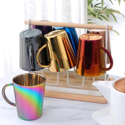 China Sustainable Wholesale 300ml Double Wall Mug Stainless Steel Reusable Coffee Mug With Handle For Travel for sale