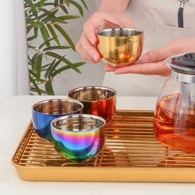 China Viable Color Me Wholesale Suppliers Restaurant Kitchen China Stainless Steel Tea Cup Set for sale