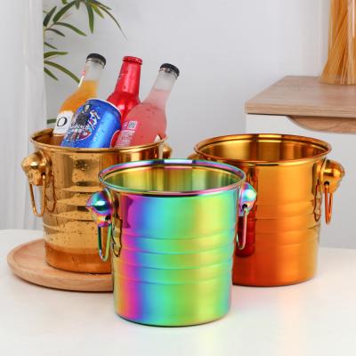 China Viable Wine Champagne Bucket Beer Pail Bucket Stainless Steel Ice Beer Metal Metal Water Wine Storage Bucket for sale