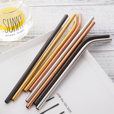 China Hotel Restaurant Bend Metal Drinking Straws Stainless Steel Home Wholesale Reusable Straight Straw for sale