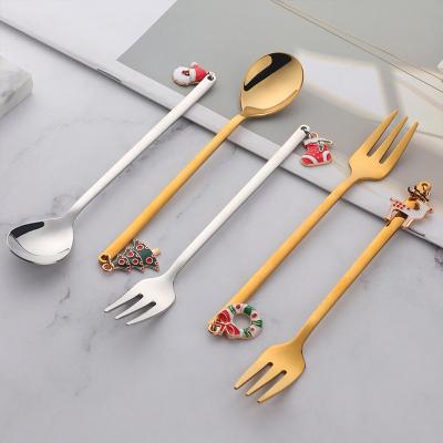 China 2021 Sustainable Innovative Products Flatware Decoration Stainless Steel Christmas Spoon for sale