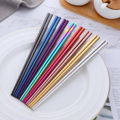 China Viable Custom Reusable Custom Logo Hotel Stainless Steel Chopsticks Chinese Chopsticks for sale