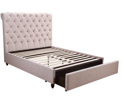 China Gray Tufted Upholstered Storage Bed Fabric Bed Frame With Storage California King Bed for sale