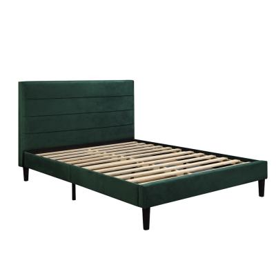 China Modern Sleep Design Queen King Size Velvet Upholstered Tufted Platform Bed For Bedroom for sale