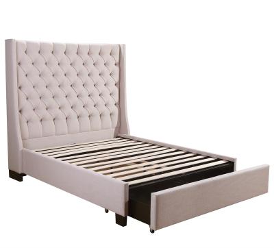 China Color Tufted Modern American Cowhide Brown Style Leather Fabric Bed Frame Wood Frame Double/King Leather Bed Frame For Bedroom for sale