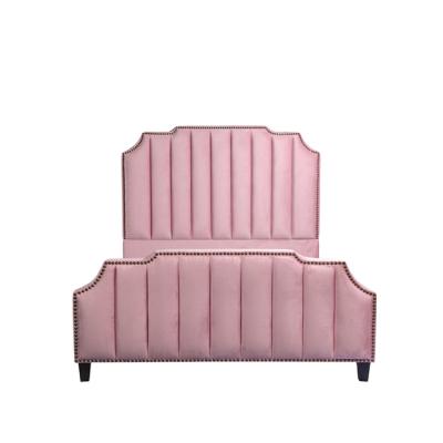 China Modern Tufted Sofa Beds Blush Pink Velvet Design Wholesale King Size Bed for sale