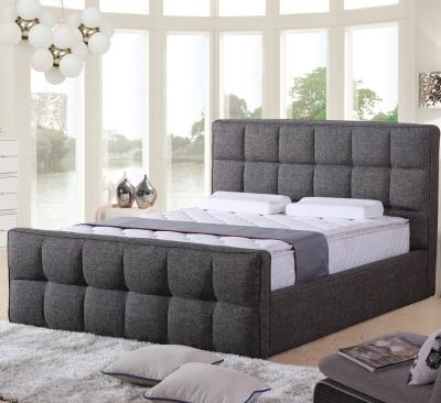 China Modern Luxury Ornate Bedroom Furniture Upholstered Real Leather Italian Bed With Extended Headboard King Size White Leather Bed for sale