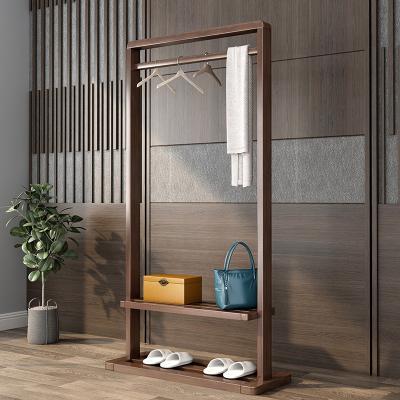 China Minimalist Solid Wood Hanger Floor Bedroom Household Drying Rack Simple Modern Net Red Coat Rack Clothes Rack for sale