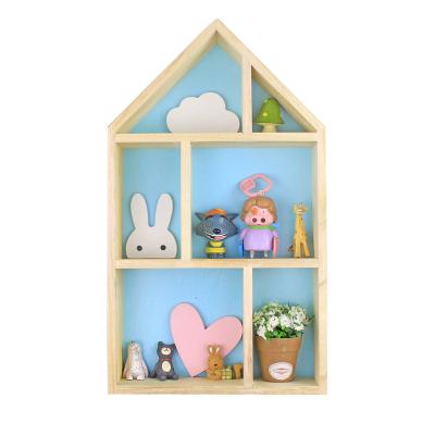 China Minimalist 3 Colors Jewelry Toy Storage Rack Living Room Bedroom Decoration Solid Wood Wall Shelf for sale