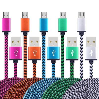 China Mobile Phone 2M 6FTMetal Sync Micro Braided Data Cord USB Fast Charging Charging Cable for i11 Pro Android Samsung Type C for sale