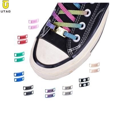 China Charm UTAG Logo Blanks Custom Laser Engraved Curve Sneaker Laces Clog Charms Metal Lace Charms for sale