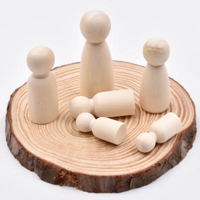 China DIY Solid Wood Male Toy Family Members Dolls Small Rough Wooden Male and Female Child 35-65mm for sale