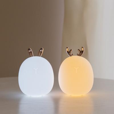 China Lovely Rabbit Touch Control Silicone Cute Deer LED Lamp Wireless Baby Kids Children Bedside Decoration Christmas Night Light for sale