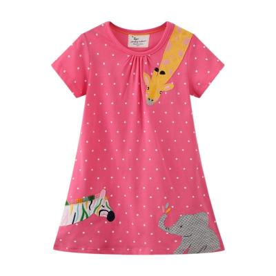 China Hot Sale Anti-Wrinkle Good Workmanship Anti-Static Wonderful Pink Animals Wholesale Kids Girl Dress for sale