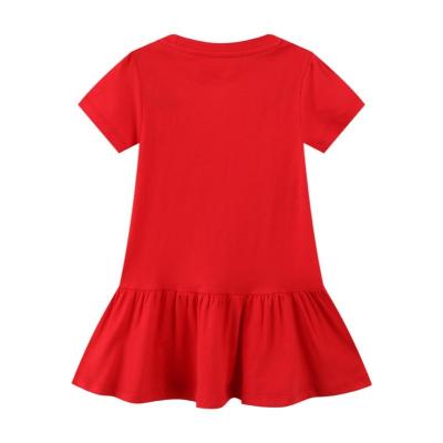 China Wonderful Top Quality Skin-Friendly Anti-wrinkle High Performance Good Girls Red Short-sleeves Dress for sale