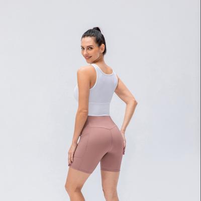 China Anti-Wrinkle New Arrival Women Wholesale Running Shorts Breathable Sheer Yoga With Pockets for sale