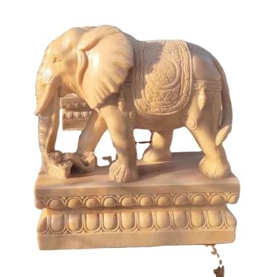 China Good Price New Design Large Size Modern Elephant Sculpture Stone Marble Statue Hot Selling Outdoor Decor for sale