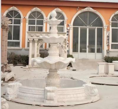 China Modern Natural Marble Top Classic White Fountain Stone Creative Morden Fountain For Garden Park Decor for sale