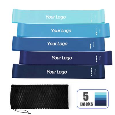 China Customized Logo Blue Series Mini Elastic Loop Resistance Band Set Exercise Fitness Latex Stretch Resistance Bands Workout for sale