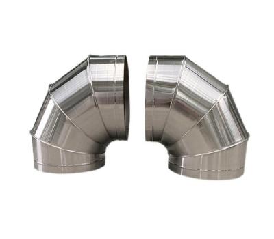 China Corrosion resistance Factory Sale Custom Industrial 201/304 Stainless Steel 90 Degree Spiral Air Duct Elbow for sale