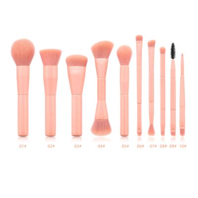 China Sialia Private Label Double Head 10pcs Makeup Set Brush Travel Kit Skin-Friendly Pink for sale