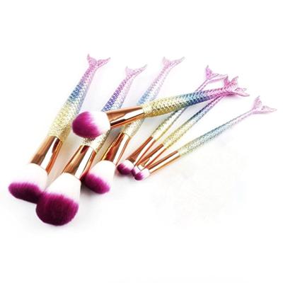 China Fan Brush Sialia 6pcs Mermaid Luxury Handle Make Up Brushes Private Label Our Own Brand Makeup Brush Set Beauty Cosmetics for sale