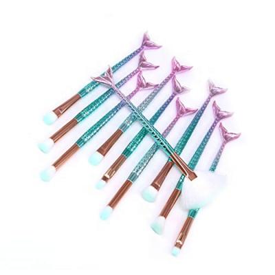 China Angular Blush Mermaid 10pcs Makeup Brush Eye Make Up Brushes for sale