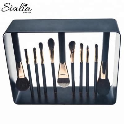 China Angular Blush Sialia Your Own Brand Black Maquiagem 11pcs Sable Cosmetic Brush Magnet Makeup Brush Set Professional Pincel Desechable Para Del for sale