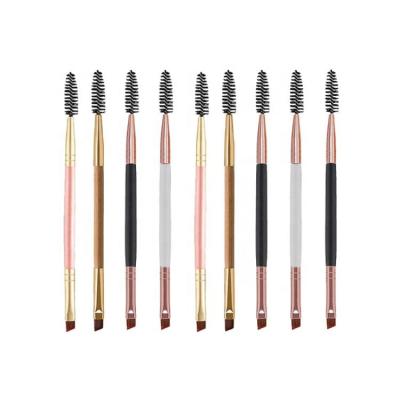 China 2 in 1 Double End Sialia Brush Double End Eyebrow Sweep Mascara Wands Spoolie Makeup Applicator Eyelash Sweep Extensions Wooden Plastic Handle for sale