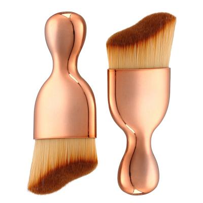 China Sialia China Manufacturer Gold Custom Cosmetic Curve Contour Foundation Brush Foundation Brush For Makeup Wavy Hair Shape Makeup Brush for sale