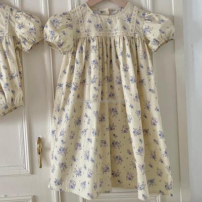 China Wholesale Embroidery Little Flower Breathable Baby Dress Korean Style Kids Girls Dress 100%Cotton Child Girls Dress for sale