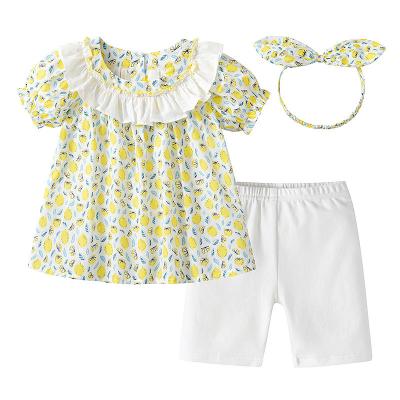 China Summer Washable Casual Baby Girls Clothing Sets Cute Kids Girl Floral Pattern Printing Sleeveless Clothes 2pcs Sets for sale