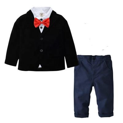 China 2019 New Year 1-7 Year Old Gent Party Cotton Fashion Christmas Boy's Formal Wears Shirt+Pants+Jacket Sets Toddler Wedding Suits Wholesale for sale