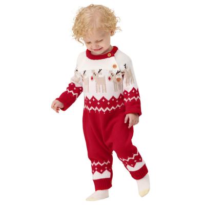 China Long Sleeve Baby Christmas Clothes 0-24M Infant Jumpsuit Baby Rompers Long Sleeve Reindeer Christmas Knitted Romper for sale