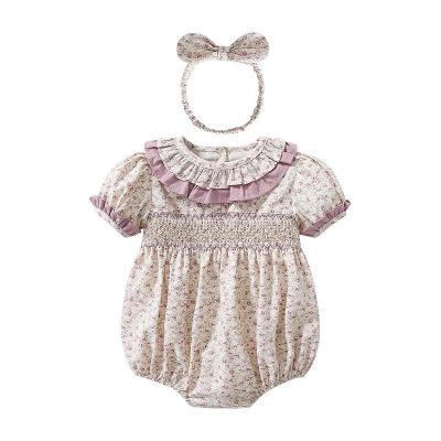 China Lovely Spanish Floral Newborn Baby Clothes Wholesale Newborn Baby Clothes Casual Soft Cut Summer Design Babies Toddler Baby Rompers Kids Boutique for sale