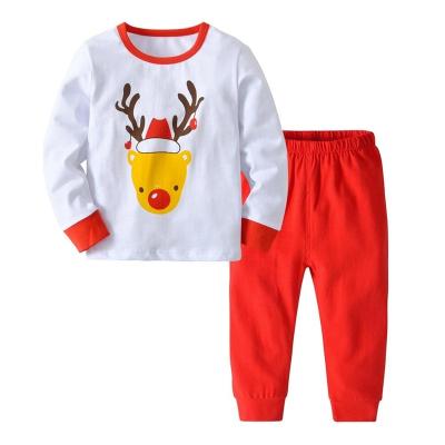 China 2-7 Years Children's Breathable Underwear Set Baby Pajamas Set Christmas Deer Shirt Pants Home Two Piece Wholesale for sale