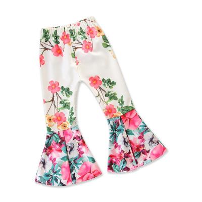 China Toddler Girls Summer Clothing Baby Anti-Static Floral Print Pants Bell Bottoms Elastic Waist Flare Pants Kids Sportswear Pants for sale