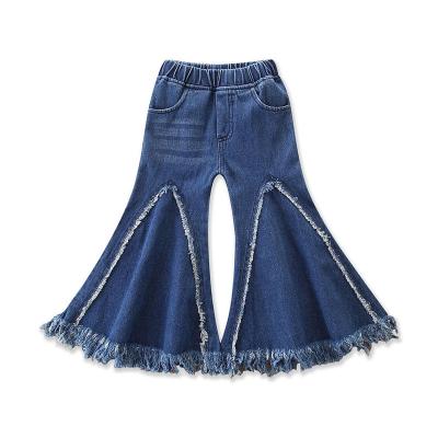 China Toddler Girls Clothing 1-5Y Autumn European Style Baby Girl Anti-Static Denim Pants Fashion Flare Pants Elastic Waist Jeans for sale