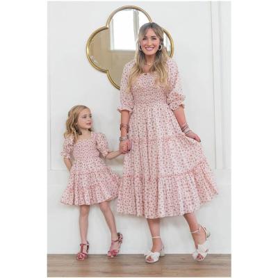 China Wholesale Mommy and Me Washable Matching Dress Matching Dresses Summer Elegant Family Outfits for sale