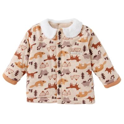 China Winter Breathable Cotton Padded Baby Clothes Full Printed Cartoon Casual Loose Hooded Kids Coat for sale